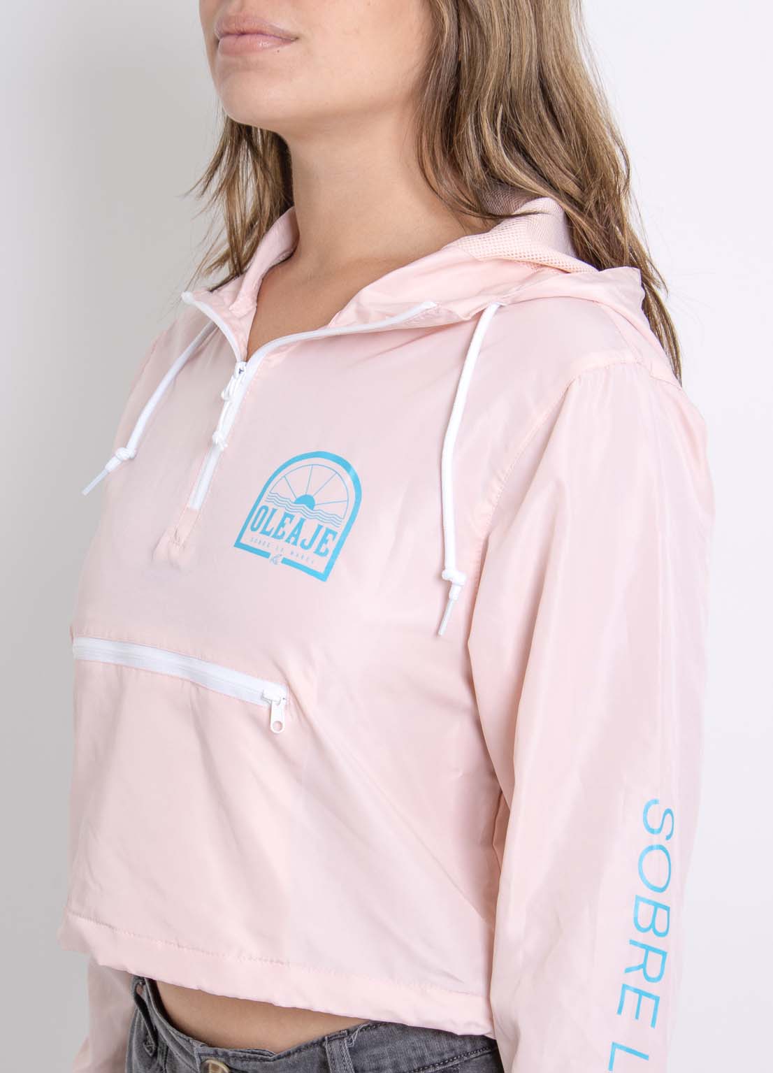 Sobre La Marea Crop Windbreaker Pink