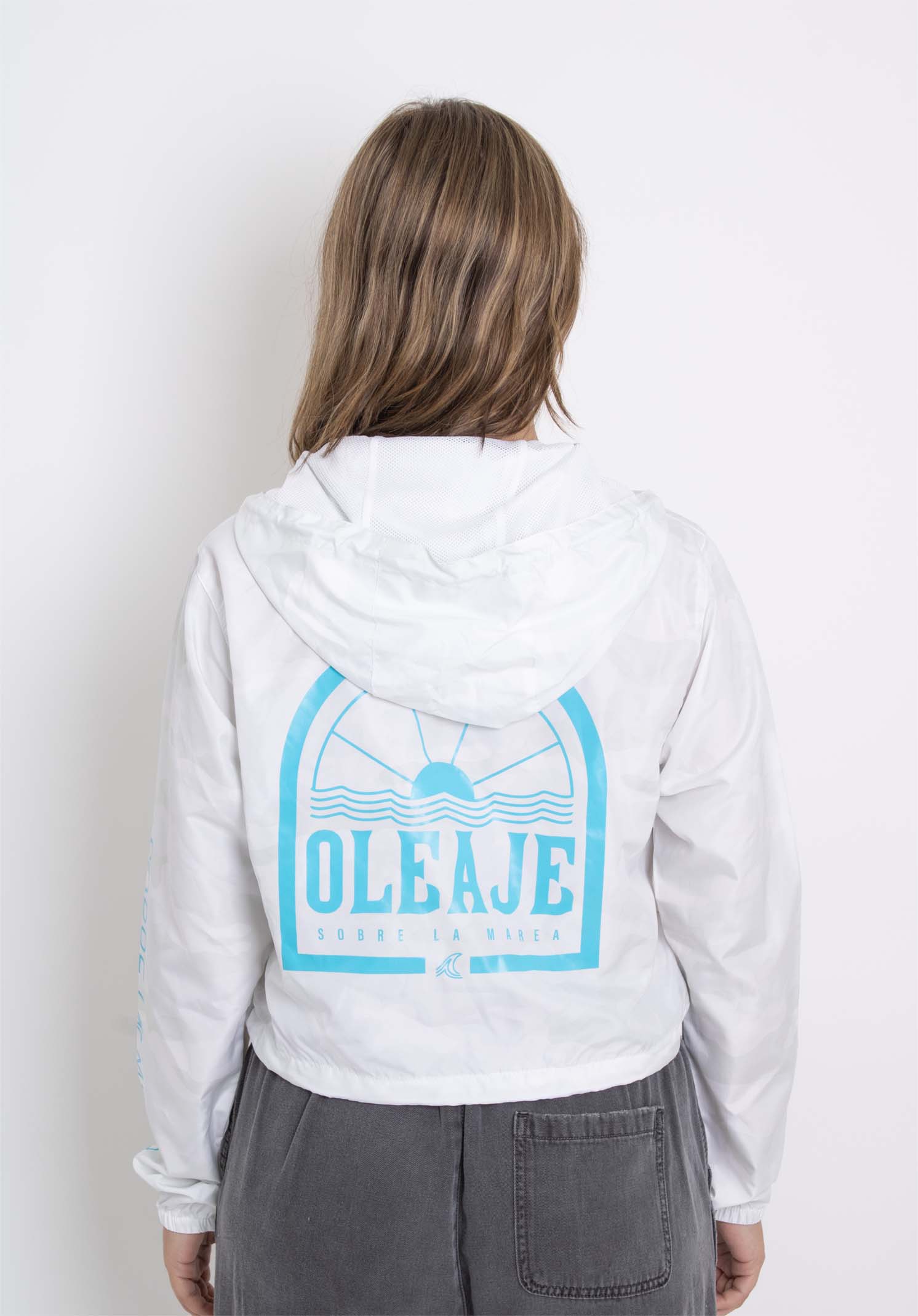 Sobre La Marea Crop Windbreaker White