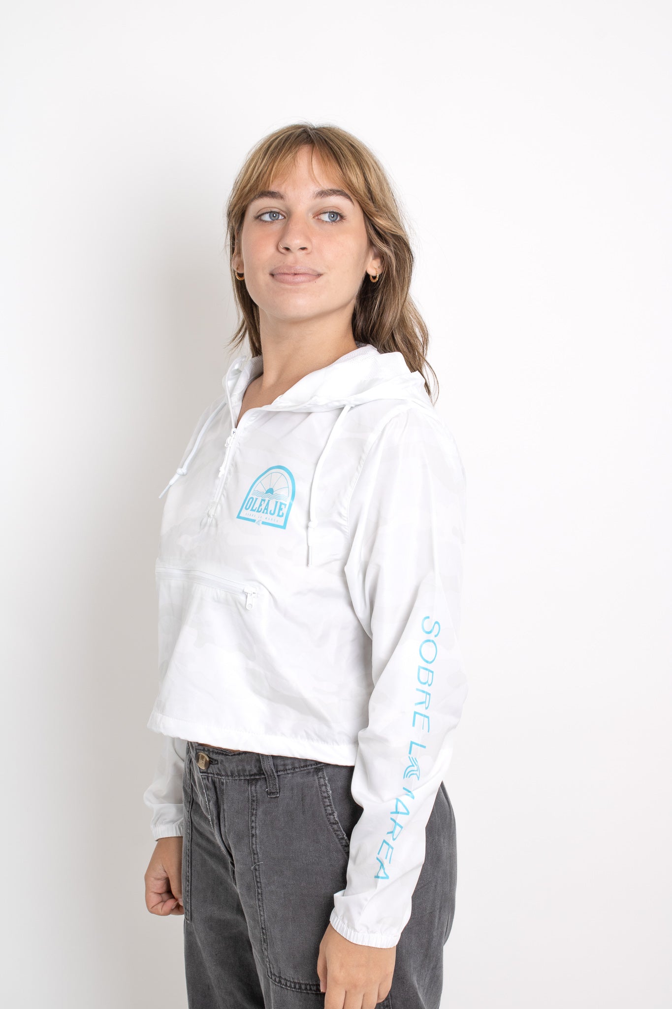 Sobre La Marea Crop Windbreaker White